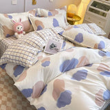 Cifeeo-2025 Spring Bedding Set Nordic Pink Checkerboard Duvet Cover Sets With Pillowcases Flat Sheet Kids Girls Boys Full Queen Twin Size Kawaii Bedding Kit