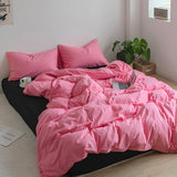 Cifeeo-INS Pink Series Duvet Cover set Pillow Case Bed Sheet Solid Color Quilt Covers Boy Kid Teen Girl Bedding Linens Set King Queen