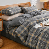 Cifeeo-100% Cotton Bedding Quilt Cover Set with Pillowcase Japan Style Grid  housse de couette 220x240 Duvet Cover set King Size