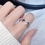 Cifeeo-Vintage Jewelry Y2K Style Pink Crystal Irregular Heart Ring for Women Creative Blue Opal Heart Open Ring Shiny Geometric Zircon Ring Vintage Y2K Jewely