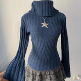 Cifeeo-Vintage vintage Harajuku aesthetic women's pullover sweater autumn and winter versatile Punk fashion casual streetwear Slim thin sweater
