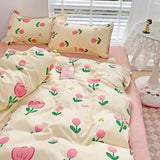 Cifeeo-2025 Spring Bedding Set 2025 New Kawaii Duvet Cover Flat Sheet Pillowcases Kit No Filling Twin Single Queen Size Kids Adult Bedding Set Ins Style