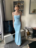 Cifeeo-Summer Wedding Guest Dresses Women Long Maxi Bodycon Evening Dresses Elegant Spaghetti Strap Black Ceremony Dress