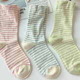 Cifeeo-Striped Socks Feminina Ruffles Womans Ankle Socks Korean Style Kawaii Harajuku Cute Stockings Autumn Thin Japanese Tights 2024