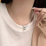 Cifeeo-Vintage Jewelry Y2K Style Love Heart Cross Pendant Necklace For Women Men Personality VintageThin Chain Choker Necklaces Jewelry