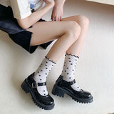 Cifeeo-Heart Socks Feminina Ruffles Womans Ankle Socks Korean Style Kawaii Harajuku Cute Stockings Autumn Thin Japanese Tights 2024 New