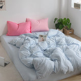 Cifeeo-INS Pink Series Duvet Cover set Pillow Case Bed Sheet Solid Color Quilt Covers Boy Kid Teen Girl Bedding Linens Set King Queen