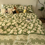 Cifeeo-2025 Spring Bedding Set Christmas Bedding Set Flat Sheet Duvet Cover Pillowcase Combination Green Tree Flower Home Textile Bed Linen Fashion