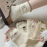 Cifeeo-Bow Socks Feminina Ruffles Autumn Womans Ankle Socks Korean Style Kawaii Harajuku Cute Stockings Thin Japanese Tights 2024 New