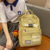 Cifeeo-back to school gifts High Quality Waterproof Nylon Women Backpack Female Stylish Buckle Travel Bag Preppy Schoolbag for Teenage Girl Laptop Backpacks