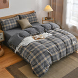 Cifeeo-100% Cotton Bedding Quilt Cover Set with Pillowcase Japan Style Grid  housse de couette 220x240 Duvet Cover set King Size