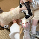 Cifeeo-Lace Socks Feminina Ruffles Womans Ankle Socks Korean Kawaii Harajuku Cute Stockings Autumn Thin Hollow Out Japanese Tights 2024