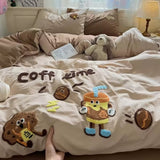 Cifeeo-spring comforter sets Coffee Time Ebroidery Bedding Duvet Cover Set