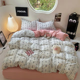 Cifeeo-spring comforter sets Coquette Print Dusty Pink Bedding Set