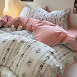Cifeeo-spring comforter sets Coquette Print Dusty Pink Bedding Set