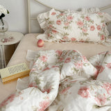Cifeeo-spring comforter sets Cottage Rose Creamy White Ruffle Bedding Set