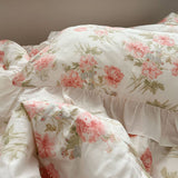Cifeeo-spring comforter sets Cottage Rose Creamy White Ruffle Bedding Set