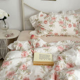 Cifeeo-spring comforter sets Cottage Rose Creamy White Ruffle Bedding Set