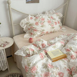 Cifeeo-spring comforter sets Cottage Rose Creamy White Ruffle Bedding Set