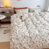 Cifeeo-spring comforter sets Cottagecore Violet Flowers Cotton Bedding Set