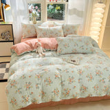 Cifeeo-spring comforter sets Vintage Cottagecore Sage Blue Floral Bedding Set
