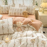 Cifeeo-spring comforter sets Cottagecore Rabbits Textured Bedding Set