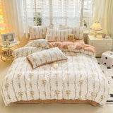 Cifeeo-spring comforter sets Cottagecore Rabbits Textured Bedding Set