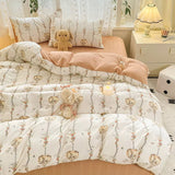Cifeeo-spring comforter sets Cottagecore Rabbits Textured Bedding Set