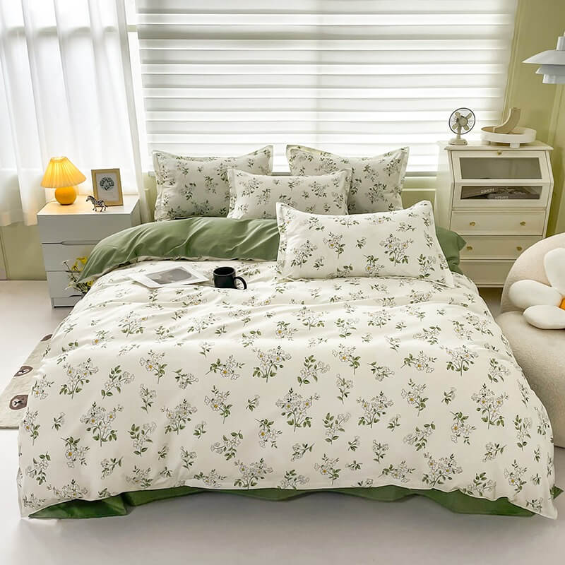 Cifeeo-spring comforter sets Vintage Chamomile Flower Bedding Set
