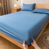 Cifeeo-spring comforter sets Solid Color Simple Cotton Fitted Sheet