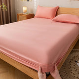 Cifeeo-spring comforter sets Solid Color Simple Cotton Fitted Sheet