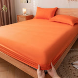 Cifeeo-spring comforter sets Solid Color Simple Cotton Fitted Sheet