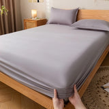Cifeeo-spring comforter sets Solid Color Simple Cotton Fitted Sheet
