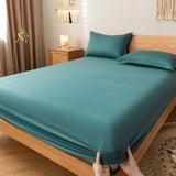 Cifeeo-spring comforter sets Solid Color Simple Cotton Fitted Sheet