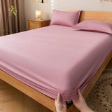Cifeeo-spring comforter sets Solid Color Simple Cotton Fitted Sheet