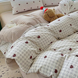 Cifeeo-spring comforter sets Red Hearts Gingham Pattern Bedding Set