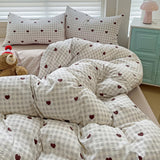 Cifeeo-spring comforter sets Red Hearts Gingham Pattern Bedding Set