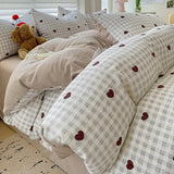 Cifeeo-spring comforter sets Red Hearts Gingham Pattern Bedding Set