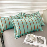 Cifeeo-spring comforter sets Turquoise Striped Bedding Set