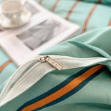 Cifeeo-spring comforter sets Turquoise Striped Bedding Set