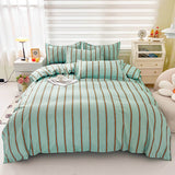 Cifeeo-spring comforter sets Turquoise Striped Bedding Set