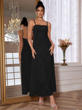 Cifeeo-See Through Beach Spaghetti Maxi Dress For Women Plunge  Shoulder Floral Mesh Patchwork Long Holiday Dress Femme