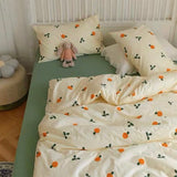 Cifeeo-2025 Spring Bedding Set Korean Style Duvet Cover Set No Filler Fashion Floral Ins Twin Double Queen Size Boys Girls Flat Sheet Pillowcases Bedding Linen