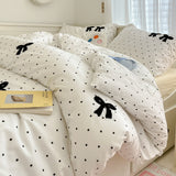 Cifeeo-Polka Dot Washed Cotton Bedding sets Duvet Cover bed sheets with Pillowcase Bedding Linens Set for Queen/King edredones de cama