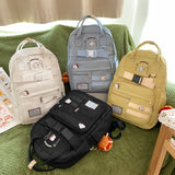 Cifeeo-back to school gifts High Quality Waterproof Nylon Women Backpack Female Stylish Buckle Travel Bag Preppy Schoolbag for Teenage Girl Laptop Backpacks
