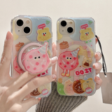 Cifeeo-gifts Kawaii Pink Donut Graffiti Magnetic Stand Phone Case