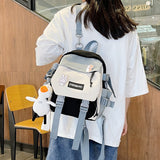 Cifeeo-back to school gifts Mini Women's Backpack Small Girls' Contrasting Color School Bag Waterproof Nylon Fabric Japanese Casual Girl Schoolbag Female