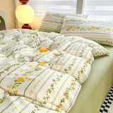 Cifeeo-2025 Spring Bedding Set Green Floral Bedding Set Ins Fashion Twin Full Queen Size Duvet Cover No Filler Flat Sheet Pillowcase Girl Home Totel Bed Linens