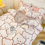 Cifeeo-2025 Spring Bedding Set Spring Bedding Set Fashion Cartoon Kids Single Double Queen Size Flat Sheet Duvet Cover Pillowcase Bed Linens Home Textile