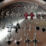 Cifeeo-Vintage Jewelry Y2K Style New Korean Fashion Vintage Cross Crystal Hoop Earrings For Women Goth Charms Cute Punk y2k Jewelry Accessories